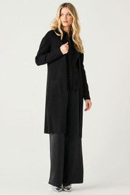 Black Tape Longline Cardigan in Black