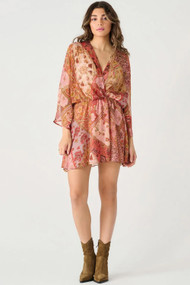 Dex Wrap Mini Dress in Russet Floral