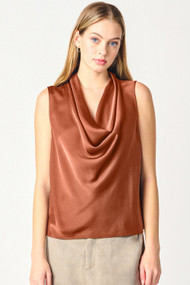 Black Tape Draped Blouse in Copper