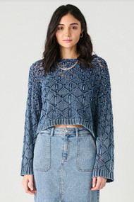 Dex Crochet Sweater in Washed Indigo