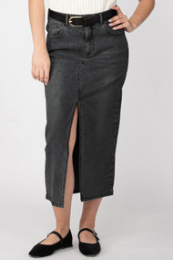 Dex Denim Maxi Skirt in Black