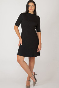 Black Tape Mockneck Sweater Dress in Black