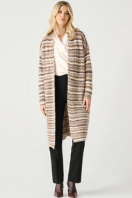 Black Tape Textured Cardigan in Brown Stripe