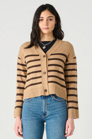 Dex Drop Shoulder Cardigan in Camel Stripe