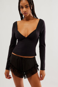 Free People Duo Corset Long Sleeve in Black