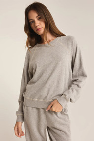 Z Supply Saldana French Terry Top in Heather Grey