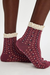 Free People Rosebud Waffle Knit Ankle Sock in Hawthorn Rose