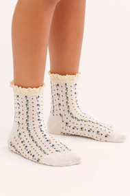 Free People Rosebud Waffle Knit Ankle Sock in Ivory