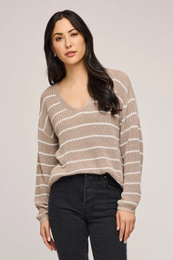 Gentle Fawn Tucker Sweater in Heather Cashew Stripe