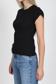 Brunette The Label Ribbed Tee in Black