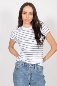 Brunette The Label Ribbed Tee in White + Black