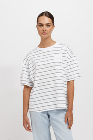 Brunette The Label Boxy Tee in White + Grey