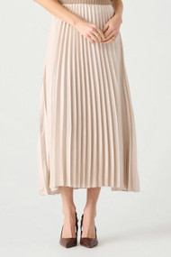 Black Tape Pleated Maxi Skirt in Champagne