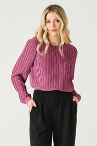 Black Tape Pleated Blouse in Light Plum