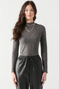 Dex Mockneck Top in Black Shimmer