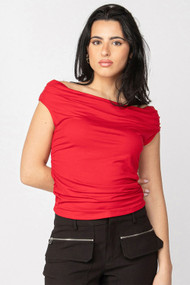 Dex Off The Shoulder Top in Cherry