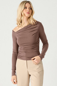 Black Tape Draped Top in Rose Taupe