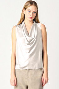 Black Tape Drapeneck Blouse in Pearl