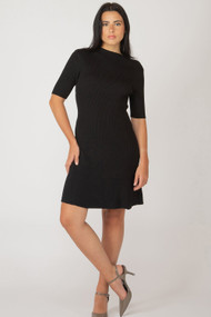 Dex Ribbed Sweater Dress in Black