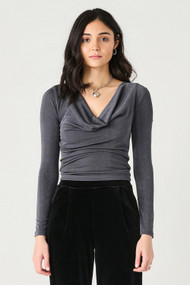 Dex Cowl Neck Top in Coal Sheen