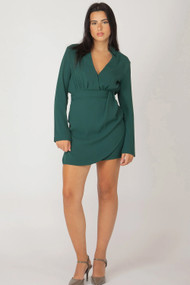 Black Tape Collared Mini Dress in Emerald