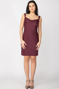 Dex Draped Mini Dress in Deep Burgundy