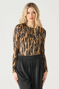 Black Tape Animal Print Bodysuit in Black