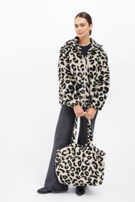 Brunette The Label Leopard Sherpa Jacket in Tan