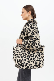 Brunette The Label Sherpa Tote in Tan Leopard