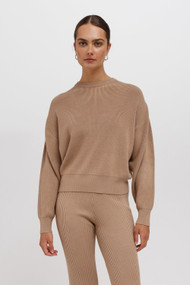 Brunette The Label Olivia Rib Sweater in Fawn