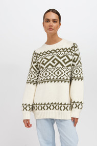 Brunette The Label Fairlise Sweater in Cream + Olive