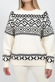 Brunette The Label Fairlise Sweater in Cream + Black