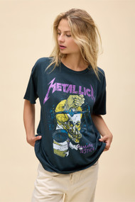 Daydreamer Metallica Damaged Justice Merch Tee in Vintage Black