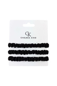 Chelsea King 3 Pack Hair Ties in Black Satin