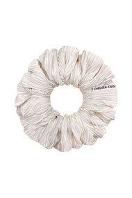 Chelsea King Plisse Scrunchie in Ivory