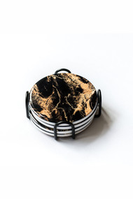 Lynn & Liana Ceramic Resin Coaster in Black Ember