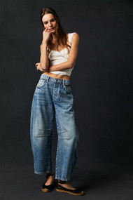 Free People Good Luck Barrel Jean in Ultra Light Beam