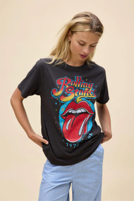 Daydreamer Rolling Stones 1972 Tour Boyfriend Tee in Vintage Black