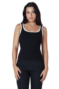 Black Tape Contrast Tank in Black