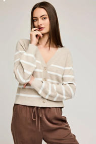 Gentle Fawn Eden Cardigan in Heather Oat Stripe