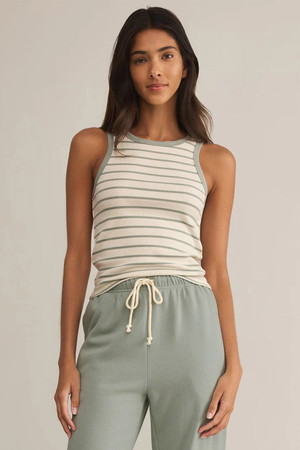 Z Supply Hadley Striped Tank in Sage Green