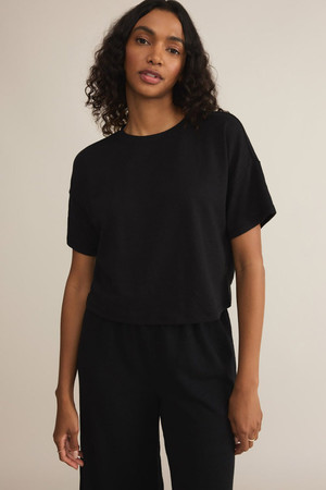 Z Supply Sway Textured Cropped Tee in Black
