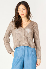 Dex Crochet Cardigan in Taupe