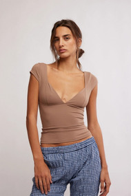 Free People Duo Corset Cami in Chocolate Malt