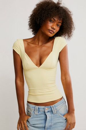 Free People Duo Corset Cami in Banana Cream