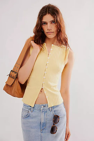 Free People Tilly Vest in Mellow Yellow