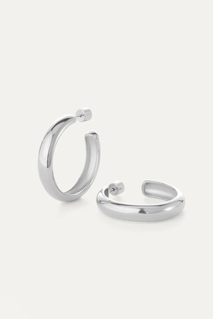 Jenny Bird Staple Hoops Large in Platinum