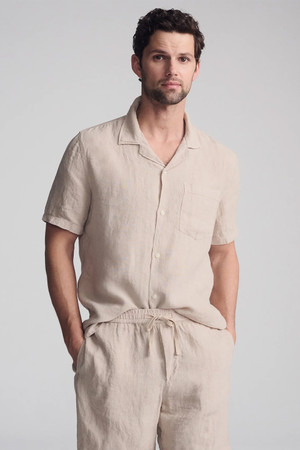 Mavi Linen Button Up in Sand