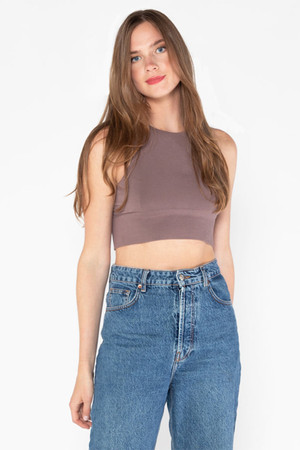 C'est Moi Bamboo High Neck Crop in Mocha