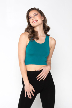 C'est Moi Bamboo Crop Tank in Emerald